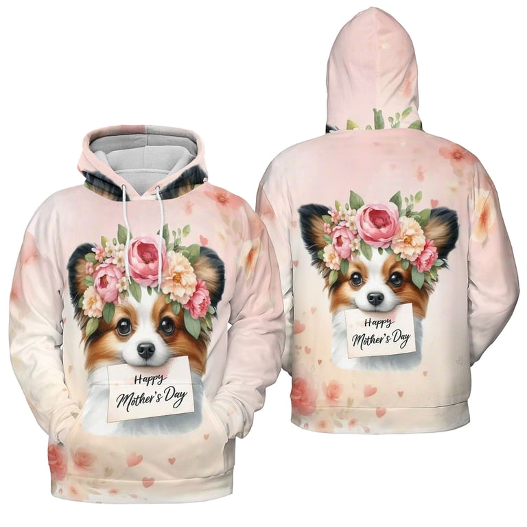 Happy Mother's Day Papillon with Flower Crown and Greeting Card
