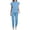 Light Blue, variant on Scrub Sets for Women Solid Color Casual Nurse Protective Uniform Short Sleeved Round Neck Shirt Set