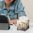thumbnail image 4 of ZIATUBLE Hummingbird Square Tissue Box Cover Floral Leather Tissue Paper Box Cover Decorative Cube Tissue Holder for Living Room Wear Resistant Napkin Organizer Dispenser, 4 of 7