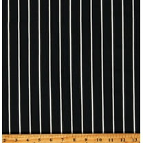 Pinstripe White on Black Athletic Jersey Baseball Uniform 60" Wide Double Knit Fabric by the Yard (D331.25)