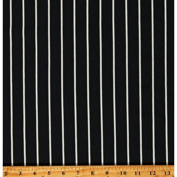 Pinstripe White on Black Athletic Jersey Baseball Uniform 60" Wide Double Knit Fabric by the Yard (D331.25)