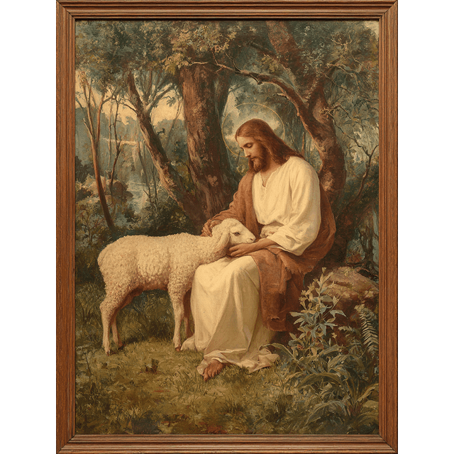 Jesus and Sheep Canvas Wall Art 15.75x11.81 Inches