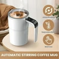 thumbnail image 3 of Electric Coffee Mug with a Built-in LCD, Magnetic Auto Mixing Travel Mug with Lid, 13oz Stainless Steel Cup with Temperature Display (1 pcs Black+1 pcs White), 3 of 6