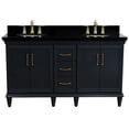 thumbnail image 3 of 61 in. Double Wooden Vanity Dark Gray Black Galaxy Granite Oval Sink, 3 of 13