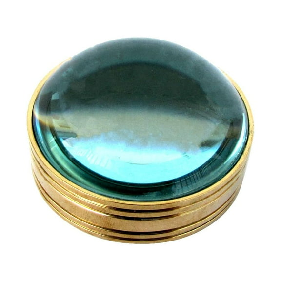 Solid Brass Magnifying Glass Desktop Magnifier Round Ball Concave Desk Lens