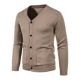 thumbnail image 1 of Mens Button Solid V Neck Slim Fit Warm Sweater Cardigan Coat, 1 of 4