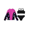 thumbnail image 2 of Alvivi 3Pcs Kids Girls Swimsuit Long Sleeve Top with Sleeveless Crop Top and Briefs Rashguard Sets Swimwear Black&Hot Pink 6, 2 of 7