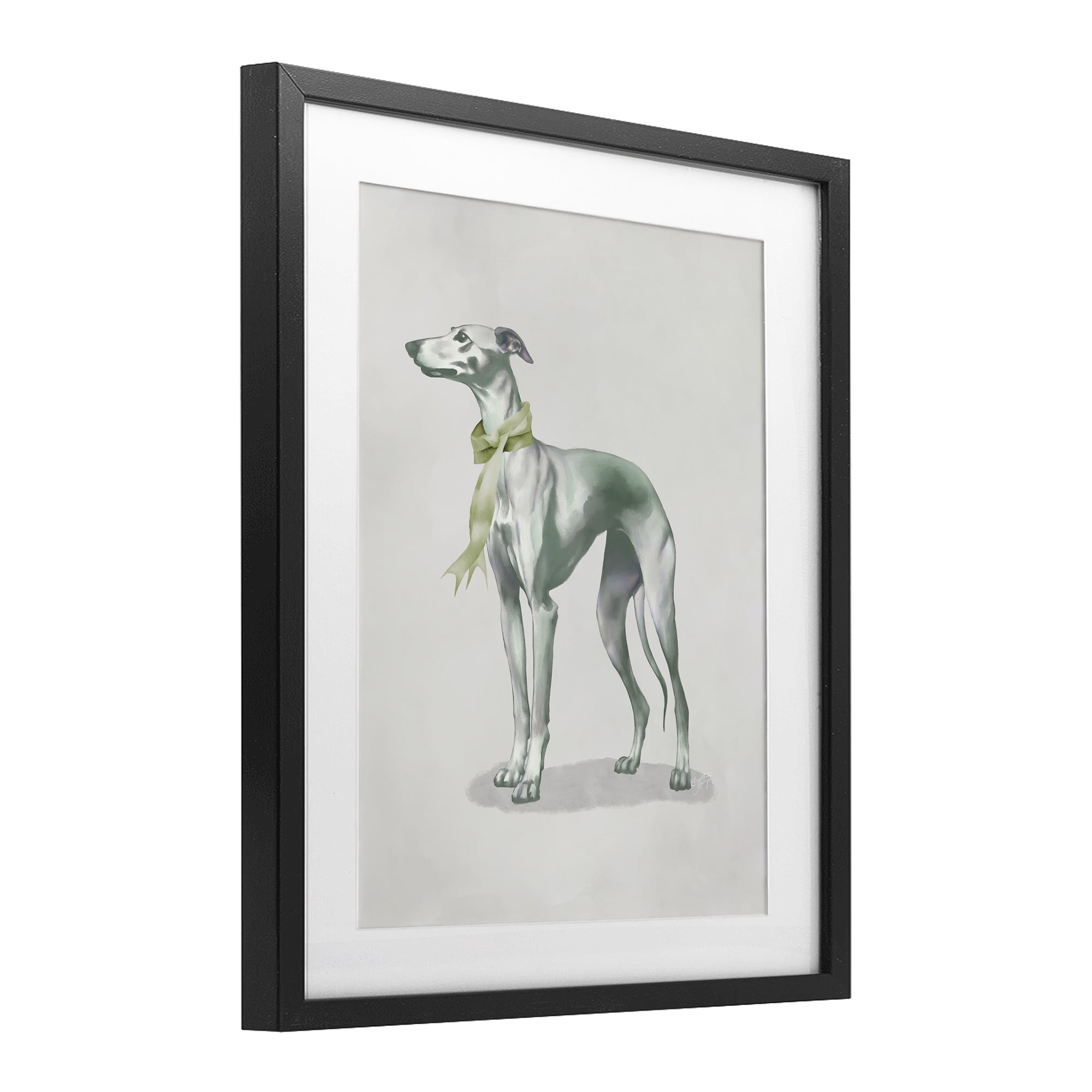 Stupell Industries Graceful Dog & Ribbon Black Framed Print Under Glass, design by Elizabeth Medley