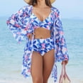 thumbnail image 2 of Trajes de Baño de Bikini de Mujer con Correas Impresas V Sexy Split Set de Tres Piezas, Diseño de Corte Alto para la Piscina de Playa Y las Vacaciones de Verano, 2 of 9