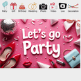 thumbnail image 3 of LUUFILx Let's Go Party Backdrop Banner Pink Disco Decoration Fashion Accessories Props Birthday Celebration Photography Event Background, 3 of 7