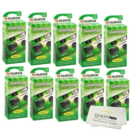 Fujifilm QuickSnap Flash 400 Disposable 35mm Camera (10 Pack)+ Quality Photo Microfiber