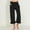 Black, variant on FUNUONY Womens Cropped Yoga Sweatpants Wide Leg High Waisted Lounge Pajamas Pants Comfy Workout Loose Pants with Pockets Linen Solid Color Casual Elastic Waistband Ruffled Seven Quarter Pants Black L