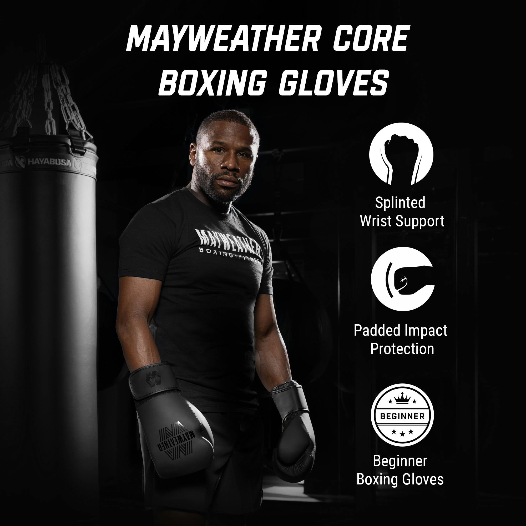 Hayabusa Mayweather Core Boxing Gloves For Men and Women - Black, Small/Medium