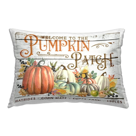 Stupell Industries Welcome Pumpkin Patch Decorative Printed Throw Pillow, 14 x 20