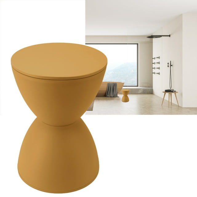 Tabouret en Forme de Sablier en Plastique Moderne Simple Style Nordique Tabouret Rond pour Salle de Bain Cabine d'Essayage, Blanc
