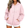 thumbnail image 5 of Zip up Hoodies for Women Fall Winter Long Sleeve Drawstring Hooded Sweatshirts Loose Fit Casual Jackets with Pocket XL, 5 of 5