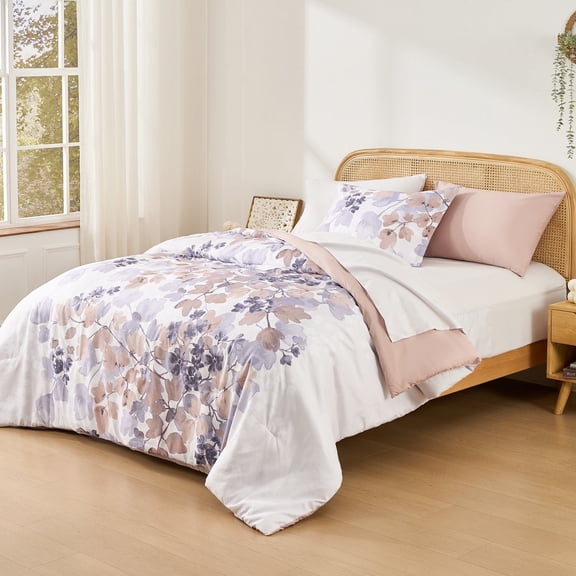 Regency Heights Twin Size Comforter Sets, Terracotta Bed in a Bag Twin, Botanical Bedding Comforter Set with Bed Sheets and Side Pockets, 6 Pieces