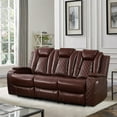 thumbnail image 3 of PonLiving Leather Power Recliner Sofa Set LED Lights USB Chargers Burgundy Leather Living Room Furniture Set SOFA+LOVESEAT, 3 of 4