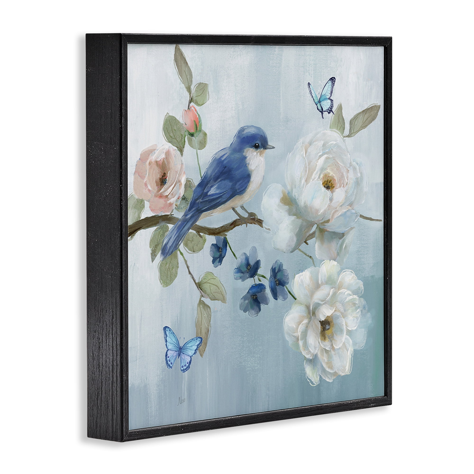 Stupell Industries Blue Bird Tranquility Black Framed Giclee Art, design by Nan