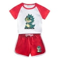 thumbnail image 2 of ATOGUTA Size 1-12 Years Toddler Boy Outfit Kids Short Sleeve Top T-Shirt & Shorts Dinosaur Clothing Sets Red, 2 of 5