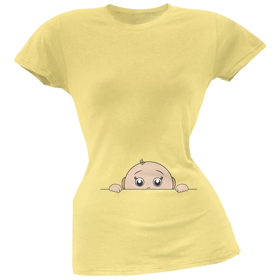 Peeking Baby Boy Yellow Soft Juniors T-Shirt - Large