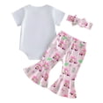 thumbnail image 4 of Kogui Newborn Outfits Baby Girl 3pcs Newborn Baby Girl Pants Set Short Sleeve Romper Tops + Leggings + Headband Infant Casual Clothes 0 3 6 9 12 18 24 Months (White,3-6 Months), 4 of 9