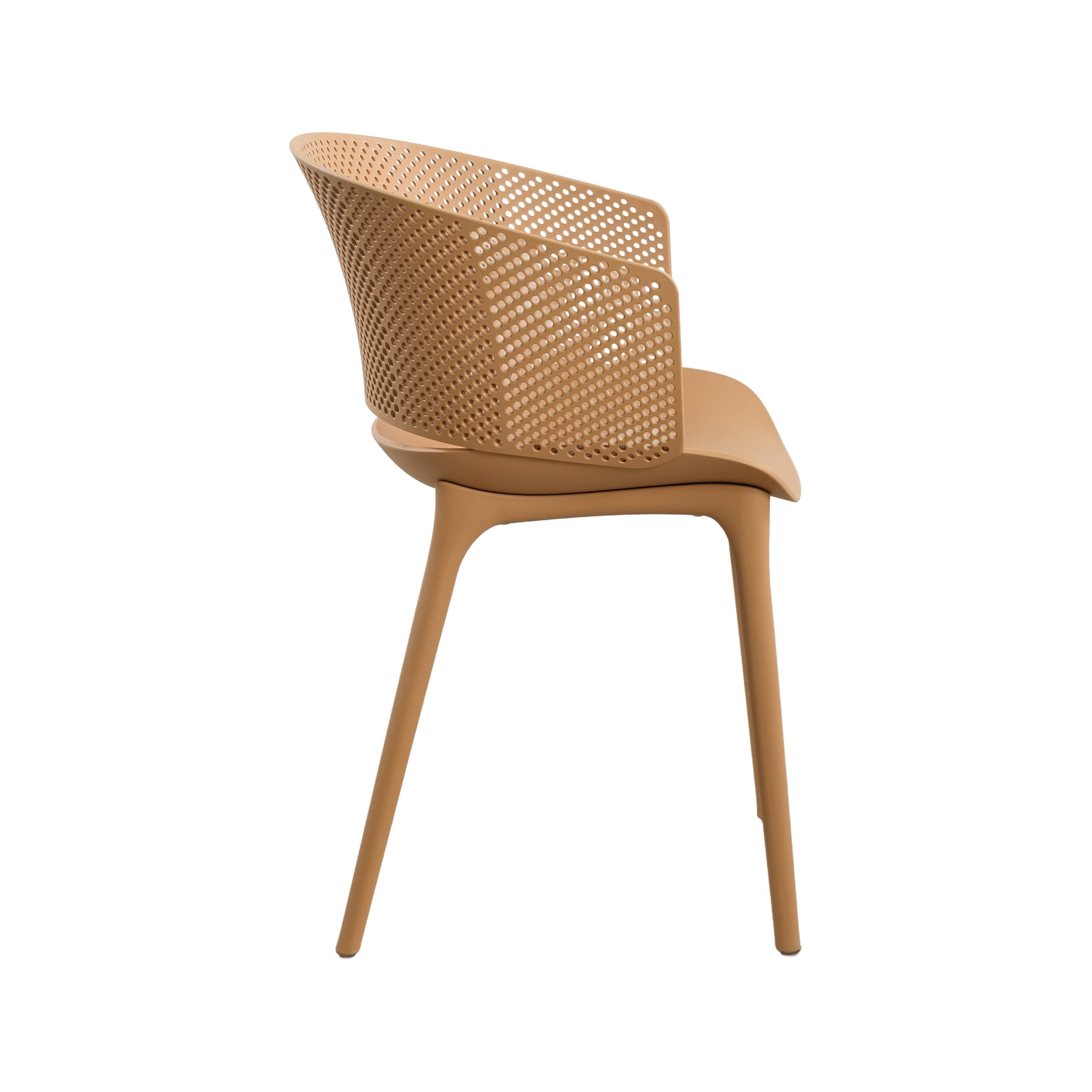 Christopher Knight Home Modern Outdoor Plastic Round Back Dining Chairs Set of 2, Brown Yellow