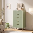 thumbnail image 3 of EastVita Fluted 5 Drawer Storage Dresser - Tall Modern Chest with Ample Deep Drawers and Wide Top - Wooden Organizer for Living Room/Hallway/Kids Room - Green, 3 of 8