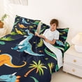 thumbnail image 3 of Feelyou Kawaii Forest Dino Queen Sheet Sets for Kids, Woodland Natural Wildlife Bed Set, Navy, 4pcs, 3 of 5