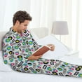thumbnail image 6 of Picia American Musical Pattern Men’s Long-Sleeve Sleepwear Set - Soft 2-Piece Loungewear with Pockets, Comfy PJs for Relaxing Nights-Medium, 6 of 7