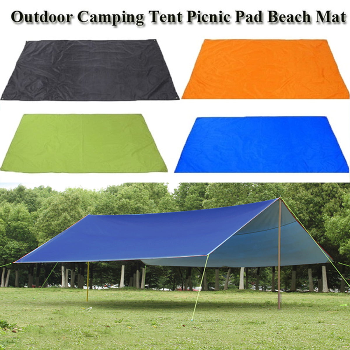 Tent Tarp Sun Shade Rain Shelter Beach Camping Picnic Pad Waterproof Nylon Mat 