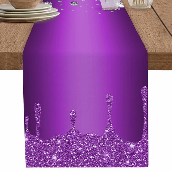 nqOlkjepod Modern Purple Table Runner 36 Inches Long Farmhouse Dress Scarves, Abstract Diamond Luxury Gradient Dining Tablerunner for Coffee Table/Kitchen Island/Party Décor, Small 13" x 36"