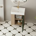 thumbnail image 3 of Demi Bonn 21" Bathroom Vanity with Ceramic Sink and Soft-Closing Door, Cloakroom Open Shelf Storage Cabinet on the Left Side, Faucets and Drains Not Included, Green, 3 of 7
