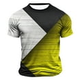 thumbnail image 2 of Mustard Yellow Man Plain Tshirts Color Block Geometry Print Loose Fit Tops Tee for Mens Short Sleeve Boat Neck Sport Gym Brunch Running Summer Fall Shirts 2025 Clothing M, 2 of 4