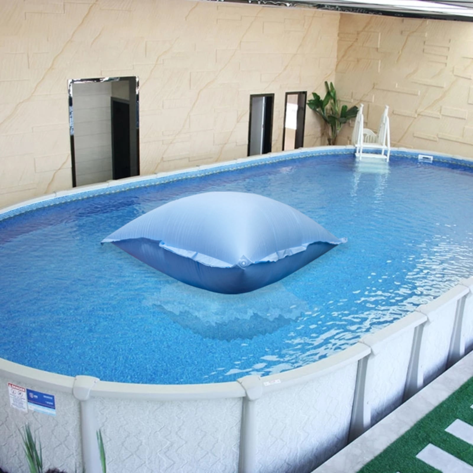 Square Inflatable Winter Pool Cover Pillow for Above Ground Pools, Cold-Resistant Winterizing Air Pillow, Heavy Duty Protective Pillow for Outdoor Swimming Pool Winter Cover
