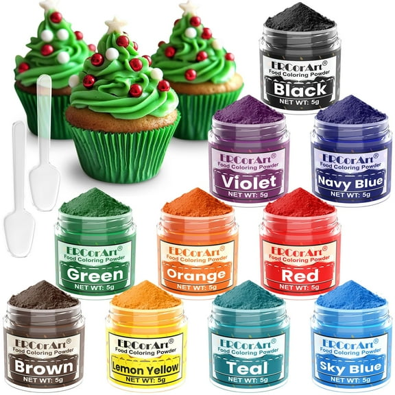 Food Coloring Powder - BDF32 ERCorArt 10 Vivid Colors Powder Food Dye, Highly Concentrated Flavorless Food Coloring for Baking, Frosting, Cake Decorating, Icing, Cookies, Slime - 5g/Bottle