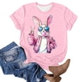 thumbnail image 4 of VBTAPA Easter Bunny T Shirt Womens Cute Rabbit Graphic Tee Shirts Trendy Casual Short Sleeve Crewneck Tops Lightning Sales Pink L, 4 of 5