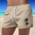 thumbnail image 2 of MNCEKFOD Mens Swim Trunks Quick Dry Elastic Drawstring Waist With Trendy Coconut Tree Printed Beach Shorts Khaki S, 2 of 4