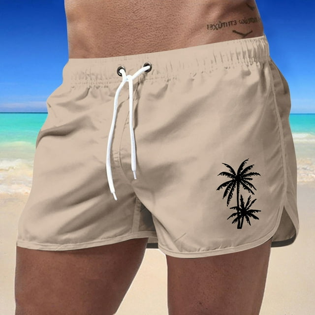 Stylish Men's Board Shorts for Beach Sports Travel Polyester Coconut Tree Design for Active Leisure Wear