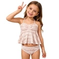 thumbnail image 6 of LIIPEE Big Girls Bikinis 2 Piece Set Kids Casual Summer Solid Color Ribbed Halter Neck Ruffle Bikini Tops And Briefs Pool Party Beach Cute Swimwear,13-14 Years, 6 of 6