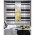thumbnail image 3 of Grey Navy Blue Striped Sheer Curtains 54 Inch Length 2 Panels Set for Living Room/Bedroom, Farmhouse Stripes Modern Abstract Art Kitchen Curtains Grommet Curtains Window Treatments 42"x54"x2, 3 of 7