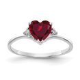 thumbnail image 1 of Solid 14k White Gold 6mm Heart Created Simulated Ruby AAA CZ Ring, 1 of 1