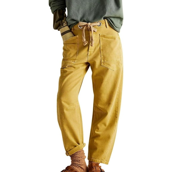 Valueadd Women's Jeans Mid Barrel Jeans Wide Leg Mid Waist Cropped Denim Pants Y2k Baggy Jeans With Pockets