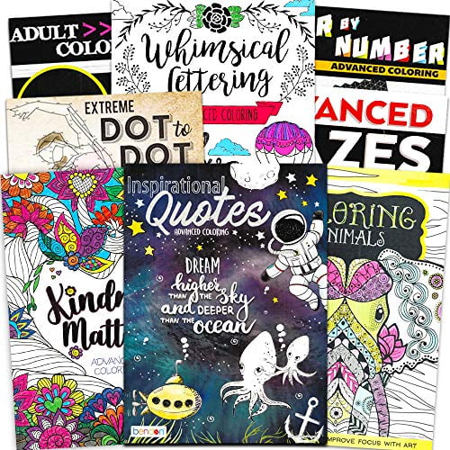 Adult Coloring Book Bundle with 8 Deluxe Coloring Books for Adults and Teens (Over 250 Stress Relieving Patterns).