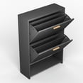 thumbnail image 3 of Shoe Cabinet With Adjustable And Removable Shelf, 2 Flip Drawers Freestanding Shoe Rack Organizer, Steel Shoe Storage Cabinet For Hallway, Entryway, 3 of 8