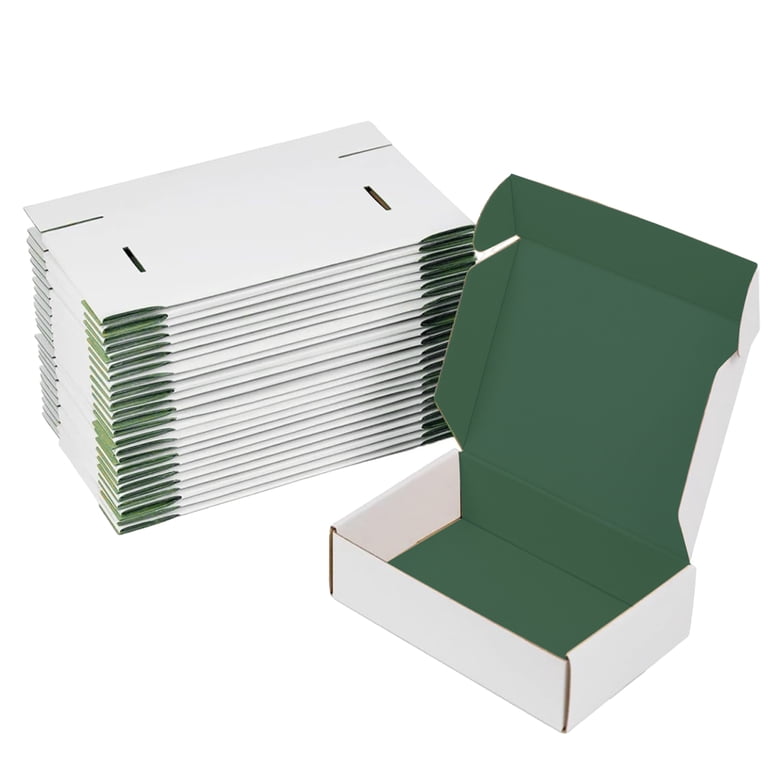 25-Pack Small Green Corrugated Mailer Boxes – 13x10x2 Inches For Shipping & Gifting