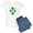 With Blue Strpe Pant, variant on CafePress - Irish Green Fleur De Lis Women's Light Pajamas - Women's Short Sleeve Print T-Shirt and Pants Light Cotton Pajama Set