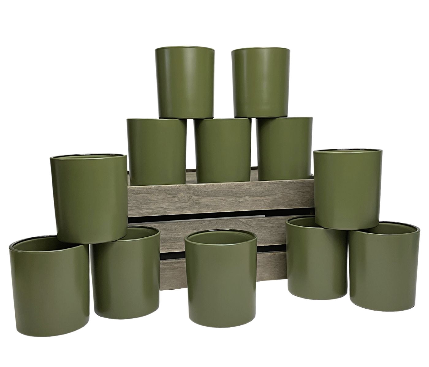 14 oz. Havana Matte Olive Empty Candle making Jar candle vessels for DIY candle-making projects (Box of 12) FREE SHIPPING
