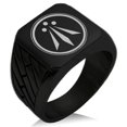 thumbnail image 2 of Tioneer Stainless Steel Celtic Awen Arwen Three Rays Adult Geometric Pattern Male Biker Style Polished Ring, 2 of 5