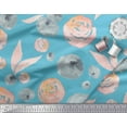 thumbnail image 2 of Soimoi polyester Crepe Fabric Flower & Leaves Watercolor Decor Fabric Printed Yard 52 Inch Wide, 2 of 3